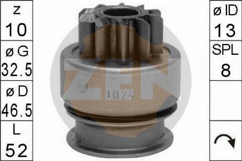 Messmer ZN1024 - Ведущая шестерня, бендикс, стартер autosila-amz.com