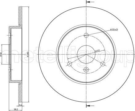 Metelli 23-0943C - Тормозной диск autosila-amz.com