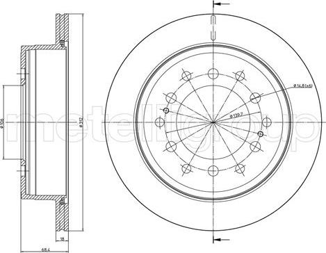 Metelli 23-0972C - Тормозной диск autosila-amz.com