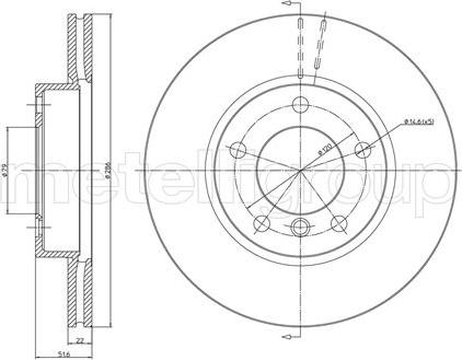 Metelli 23-0474C - Тормозной диск autosila-amz.com