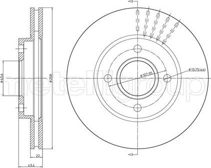 Metelli 23-0476C - Тормозной диск autosila-amz.com