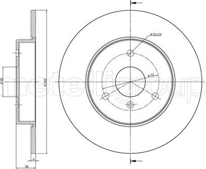 Metelli 23-0538C - Тормозной диск autosila-amz.com