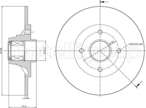 Metelli 23-0198 - Тормозной диск autosila-amz.com