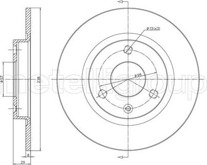 Metelli 23-0153 - Диск тормозной Metelli autosila-amz.com