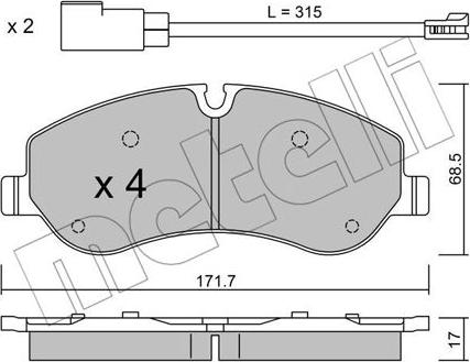 Metelli 22-0990-0 - Тормозные колодки, дисковые, комплект autosila-amz.com