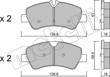 Metelli 22-0991-0 - Тормозные колодки, дисковые, комплект autosila-amz.com