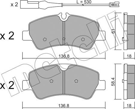 Metelli 22-0991-1 - Тормозные колодки, дисковые, комплект autosila-amz.com