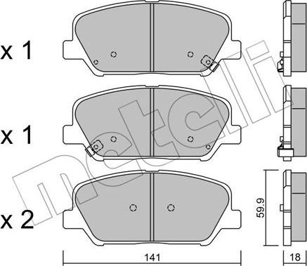 Metelli 22-0997-0 - Тормозные колодки, дисковые, комплект autosila-amz.com