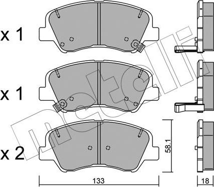 Metelli 22-0943-0 - Тормозные колодки, дисковые, комплект autosila-amz.com