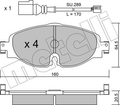 Metelli 22-0950-0K - Тормозные колодки, дисковые, комплект autosila-amz.com