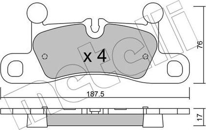 Metelli 22-0958-0 - Тормозные колодки, дисковые, комплект autosila-amz.com