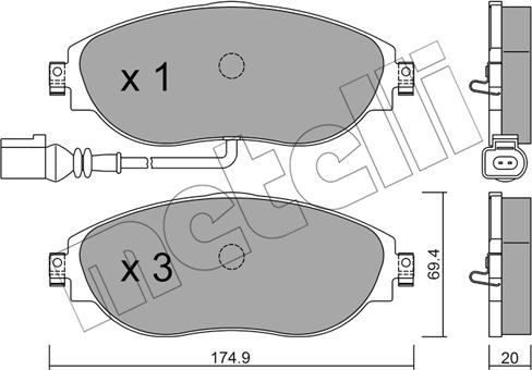 Metelli 22-0952-0 - колодки дисковые передние!\ Seat Alhambra, VW Sharan 1.4/2.0TSi/2.0TDi 10> autosila-amz.com