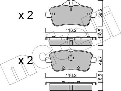 Metelli 22-0968-0 - колодки дисковые задние!\ MB W166 ML250/GL350 2.5CDI/3.5CDI 11> autosila-amz.com