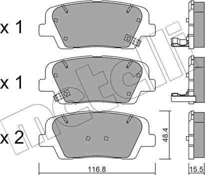 Metelli 22-0901-0 - Тормозные колодки, дисковые, комплект autosila-amz.com