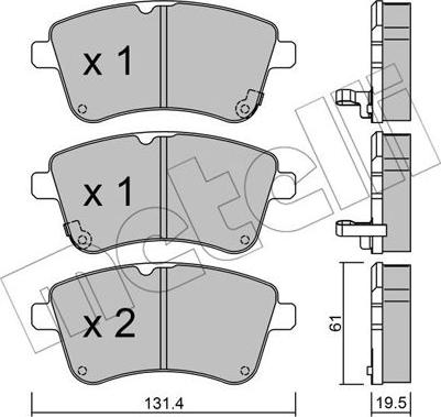 Metelli 22-0913-0 - Тормозные колодки, дисковые, комплект autosila-amz.com