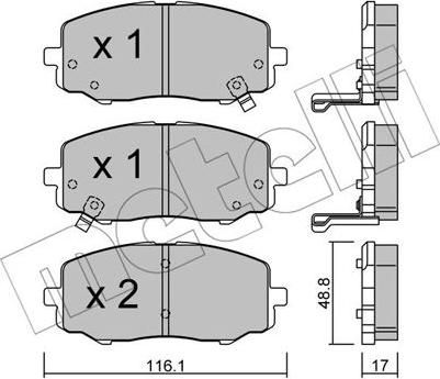 Metelli 22-0912-0 - Тормозные колодки, дисковые, комплект autosila-amz.com