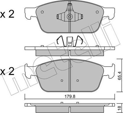 Metelli 22-0989-0 - Тормозные колодки, дисковые, комплект autosila-amz.com