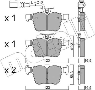 Metelli 22-0981-1 - Тормозные колодки, дисковые, комплект autosila-amz.com