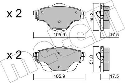 Metelli 22-0988-0 - Тормозные колодки, дисковые, комплект autosila-amz.com