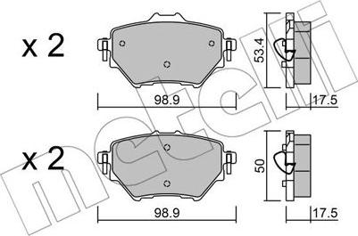 Metelli 22-0987-0 - Тормозные колодки, дисковые, комплект autosila-amz.com