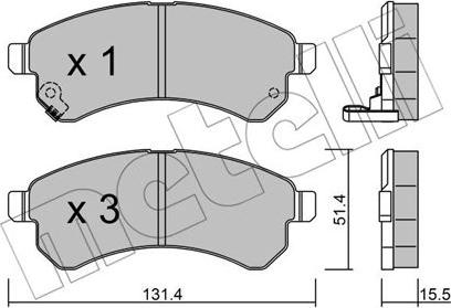 Metelli 22-0931-0 - Тормозные колодки, дисковые, комплект autosila-amz.com