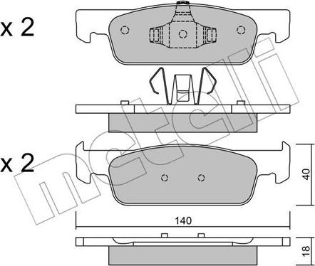 Metelli 22-0975-0 - Тормозные колодки, дисковые, комплект autosila-amz.com