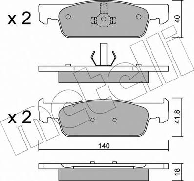 Metelli 22-0975-3 - Тормозные колодки, дисковые, комплект autosila-amz.com