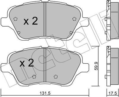 Metelli 22-0976-0 - Тормозные колодки, дисковые, комплект autosila-amz.com