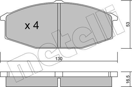 Metelli 22-0490-0 - Тормозные колодки, дисковые, комплект autosila-amz.com