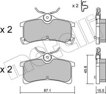 Metelli 22-0449-0 - Тормозные колодки, дисковые, комплект autosila-amz.com