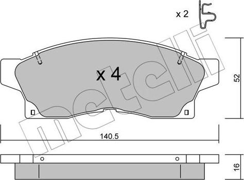 Metelli 22-0444-0 - Тормозные колодки, дисковые, комплект autosila-amz.com