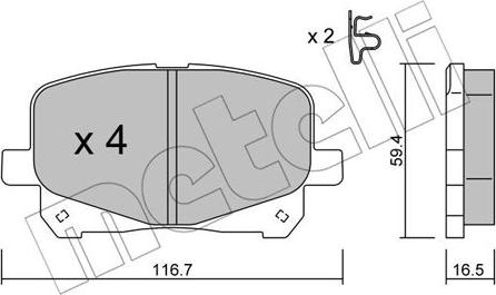 Metelli 22-0443-0 - Тормозные колодки, дисковые, комплект autosila-amz.com