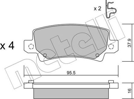 Metelli 22-0447-0 - Тормозные колодки, дисковые, комплект autosila-amz.com