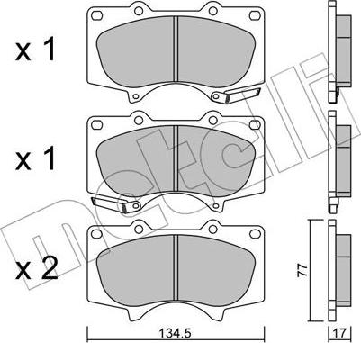 Metelli 22-0454-0 - Тормозные колодки, дисковые, комплект autosila-amz.com