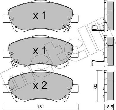 Metelli 22-0450-0 - Тормозные колодки, дисковые, комплект autosila-amz.com