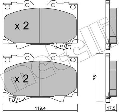 Metelli 22-0452-0 - Тормозные колодки, дисковые, комплект autosila-amz.com