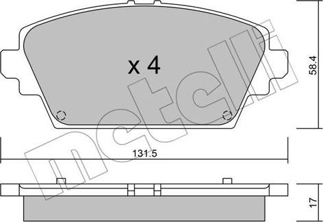 Metelli 22-0464-0 - Тормозные колодки, дисковые, комплект autosila-amz.com