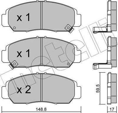 Metelli 22-0462-0 - Тормозные колодки, дисковые, комплект autosila-amz.com