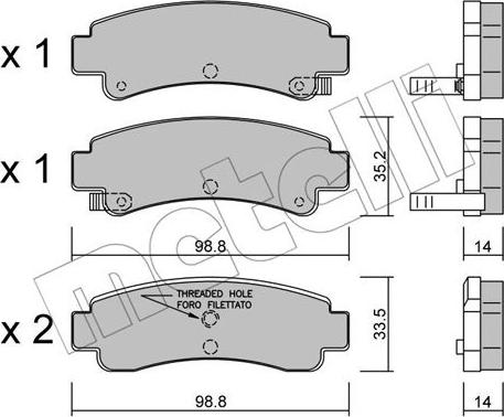 Metelli 22-0402-0 - Тормозные колодки, дисковые, комплект autosila-amz.com