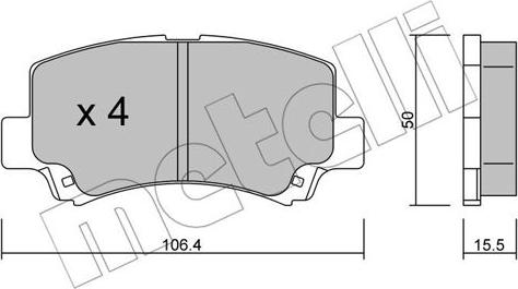 Metelli 22-0419-0 - Тормозные колодки, дисковые, комплект autosila-amz.com