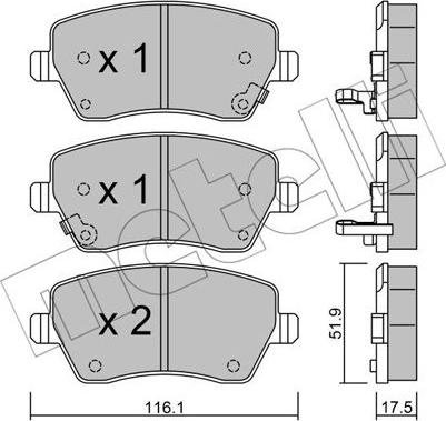 Metelli 22-0485-2 - Тормозные колодки, дисковые, комплект autosila-amz.com