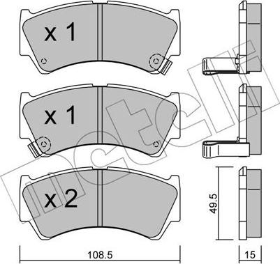 Metelli 22-0436-0 - Тормозные колодки, дисковые, комплект autosila-amz.com