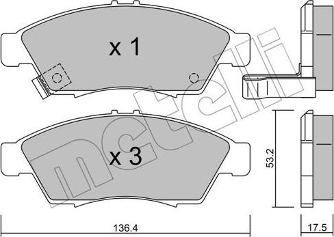 Metelli 22-0437-0 - Тормозные колодки, дисковые, комплект autosila-amz.com