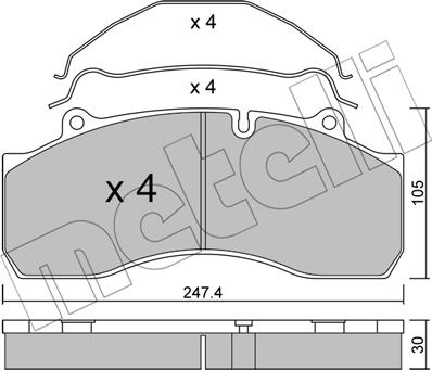 Metelli 22-0594-0 - Тормозные колодки, дисковые, комплект autosila-amz.com