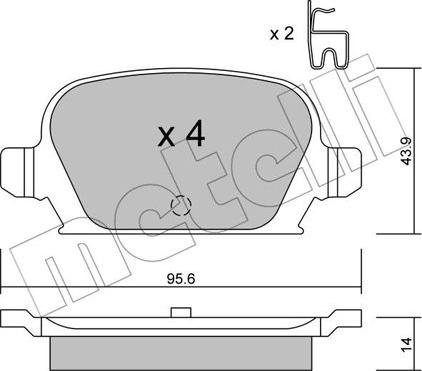 Metelli 22-0541-0 - Тормозные колодки, дисковые, комплект autosila-amz.com