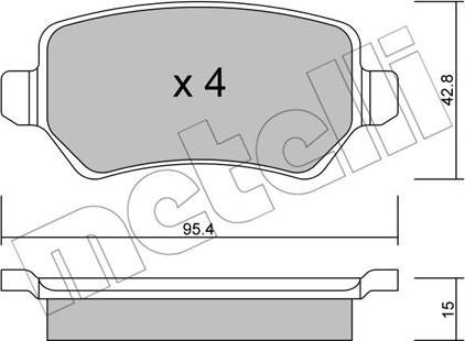 Metelli 22-0542-1 - Тормозные колодки, дисковые, комплект autosila-amz.com