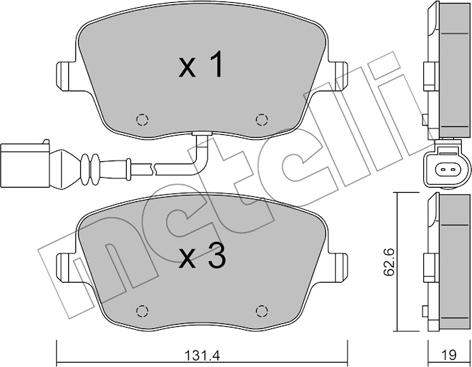 Metelli 22-0547-1 - Тормозные колодки, дисковые, комплект autosila-amz.com