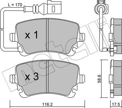 Metelli 22-0554-0 - Тормозные колодки, дисковые, комплект autosila-amz.com