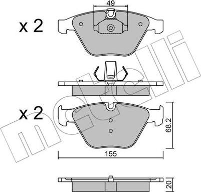 Metelli 22-0558-9 - Тормозные колодки, дисковые, комплект autosila-amz.com