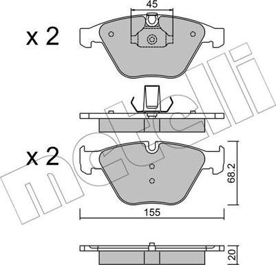 Metelli 22-0558-8 - Тормозные колодки, дисковые, комплект autosila-amz.com